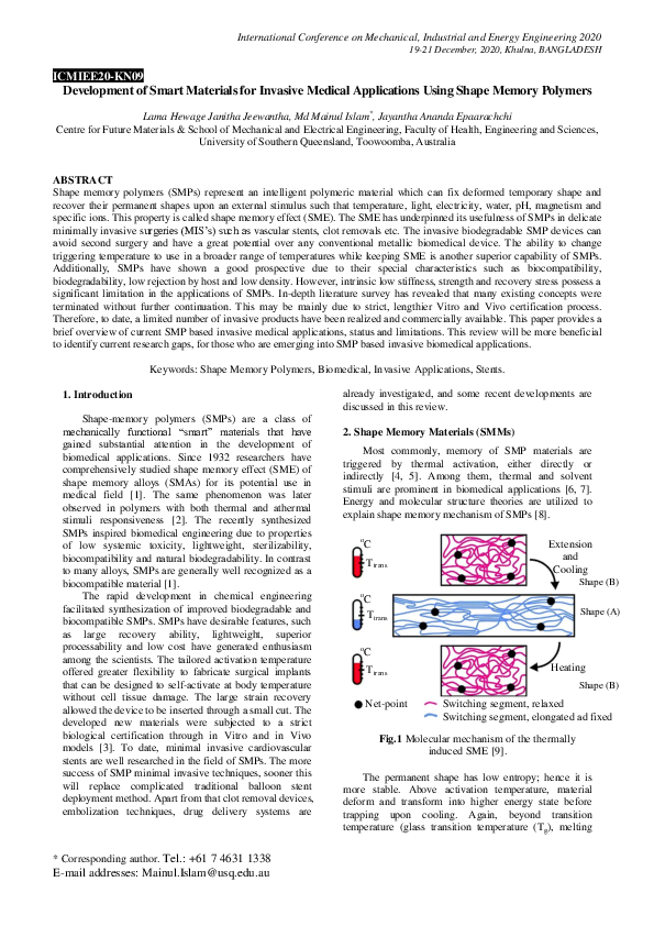 (PDF) Development of Smart Materials for Invasive Medical Applications ...