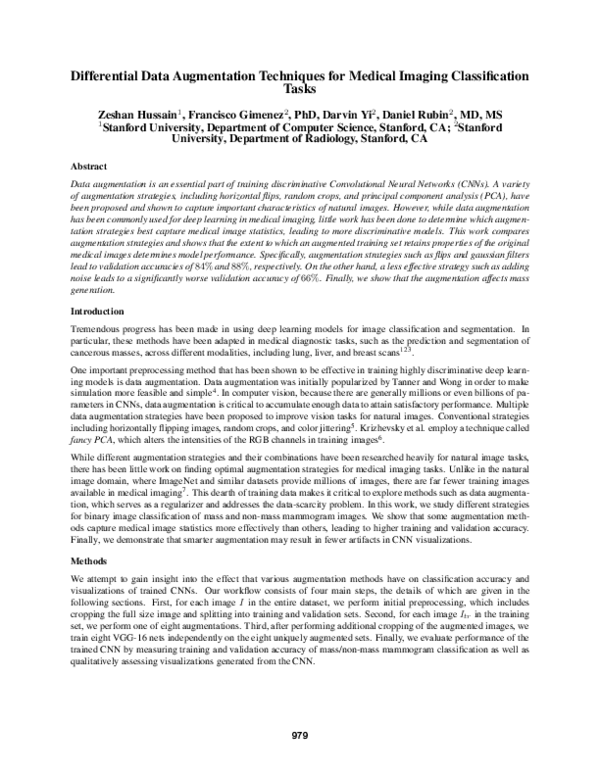 (PDF) Differential Data Augmentation Techniques for Medical Imaging ...
