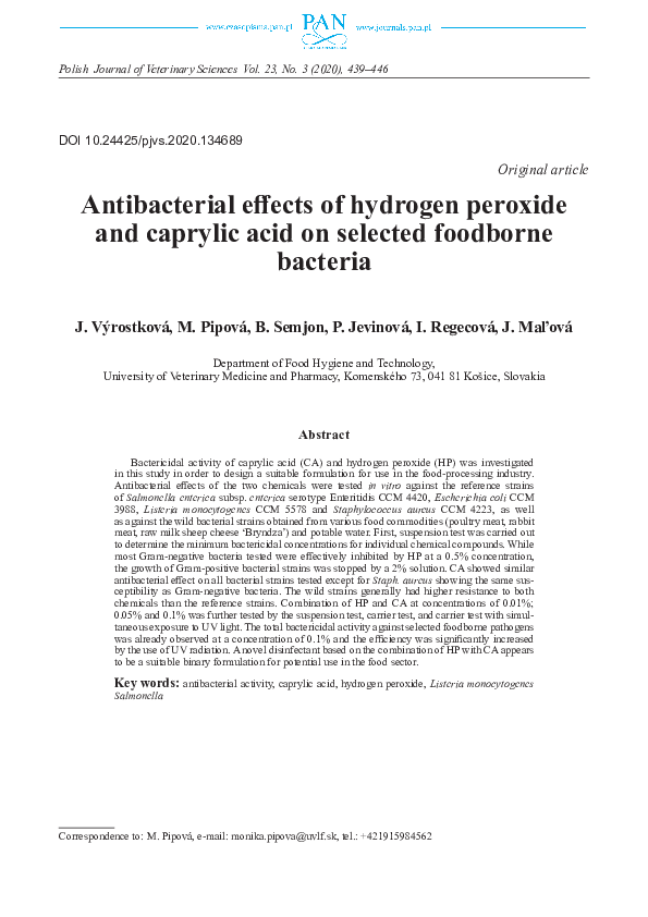 (PDF) Antibacterial effects of hydrogen peroxide and caprylic acid on ...