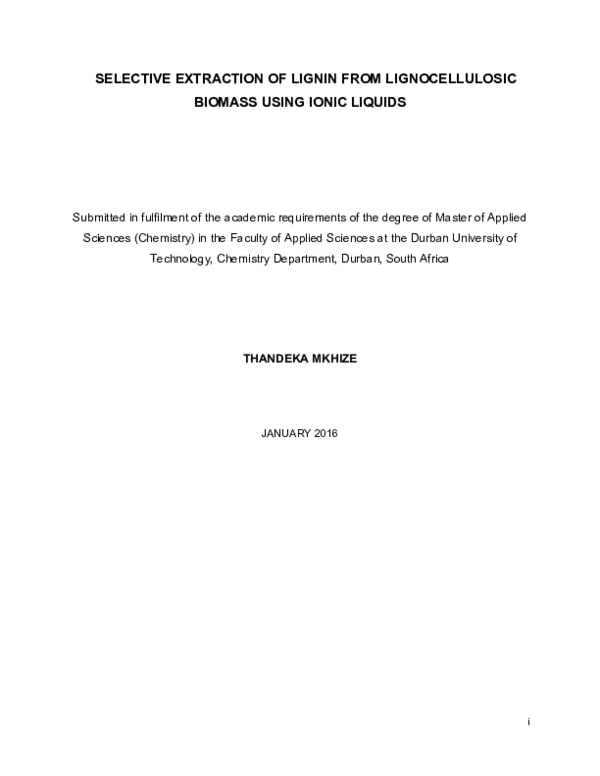 (PDF) Selective extraction of lignin from lignocellulosic biomas using ...