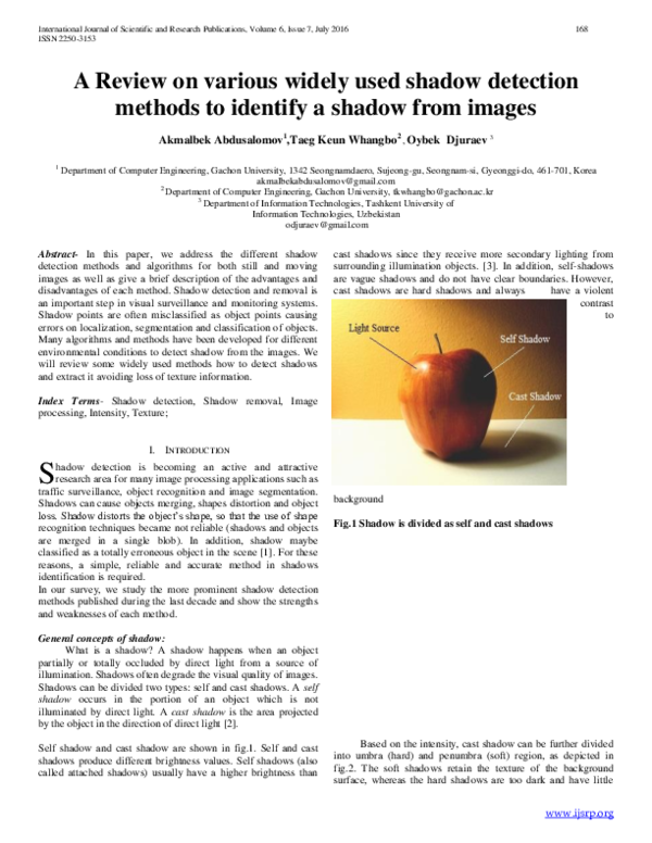 (PDF) A Review on various widely used shadow detection methods to ...