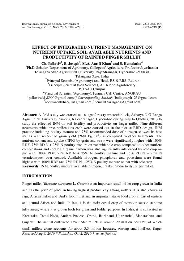 (PDF) Effect of Integrated Nutrient Management on Nutrient Uptake ...