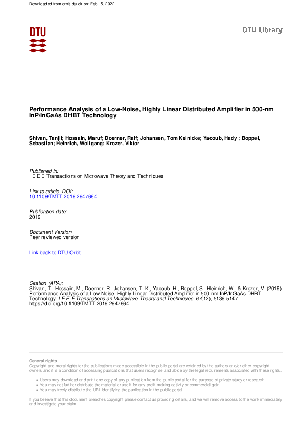 (PDF) Performance Analysis of a Low-Noise, Highly Linear Distributed ...