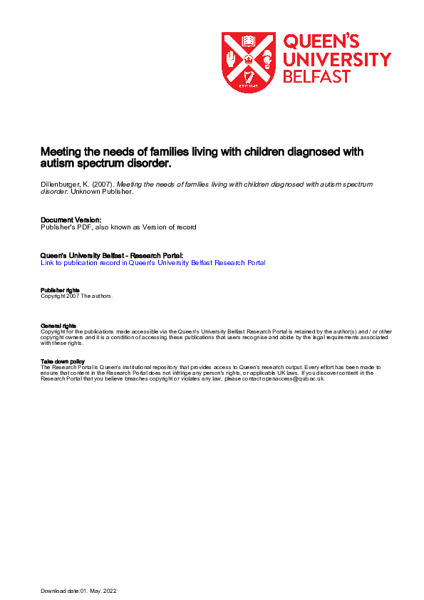 (PDF) Meeting the needs of families living with children diagnosed with ...