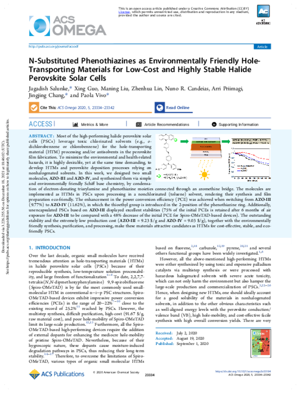(PDF) NSubstituted Phenothiazines as Environmentally Friendly Hole ...
