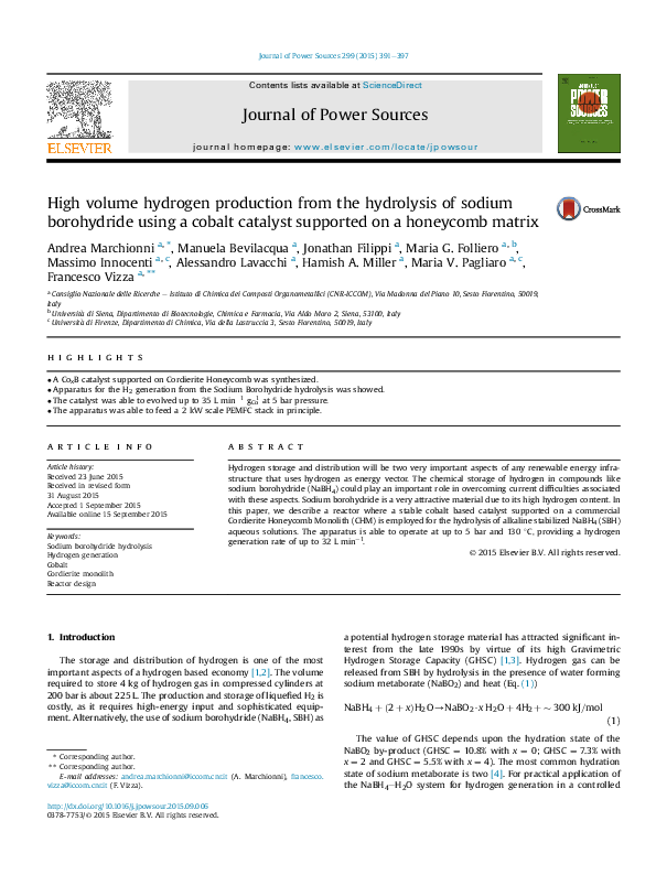 (PDF) High volume hydrogen production from the hydrolysis of sodium ...