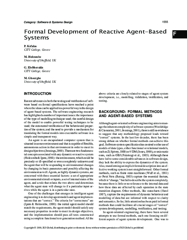 (PDF) Formal Development of Reactive Agent-Based Systems