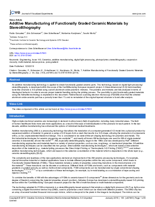 (PDF) Additive Manufacturing of Functionally Graded Ceramic Materials ...
