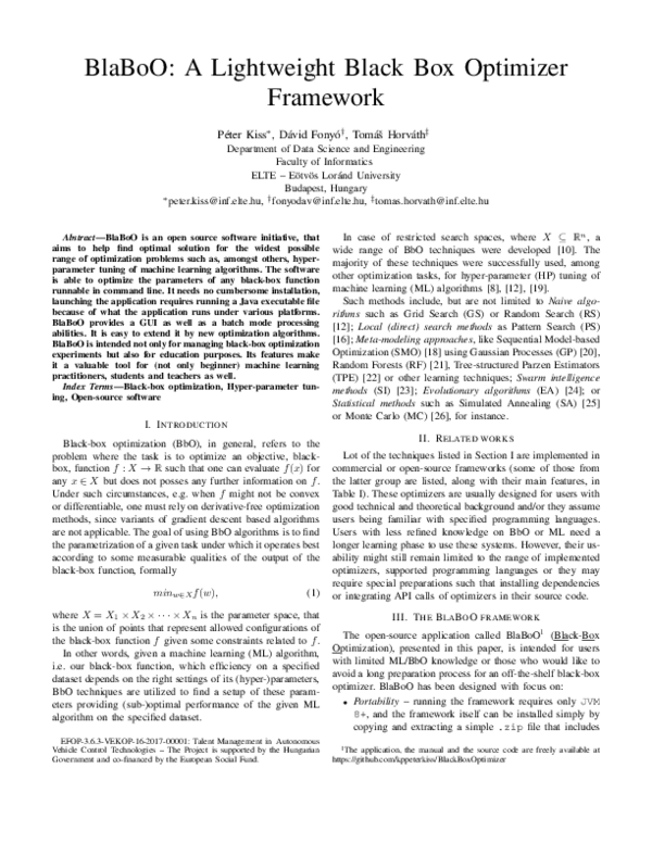 (PDF) BlaBoO: A Lightweight Black Box Optimizer Framework