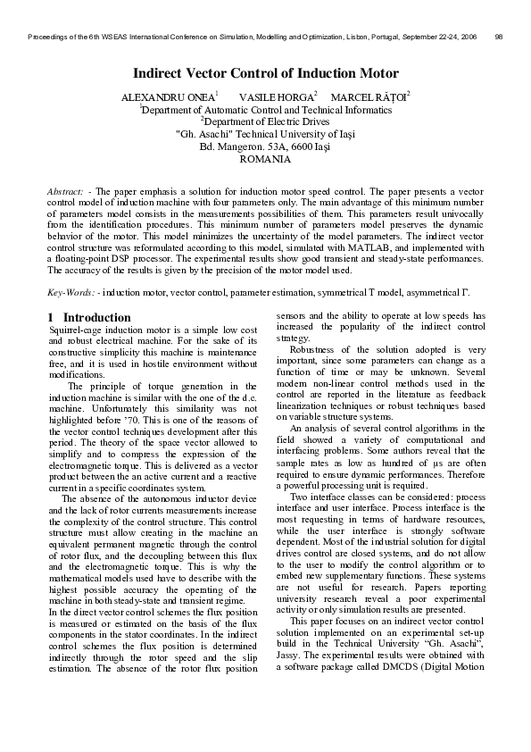 (PDF) Indirect Vector Control of Induction Motor