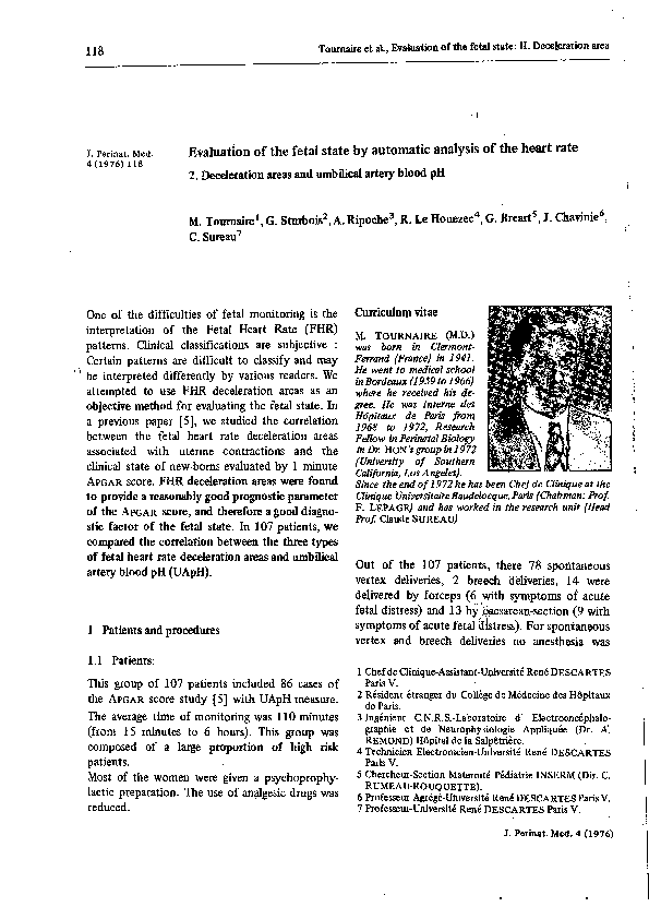 (PDF) Evaluation of the fetal state by automatic analysis of the heart rate