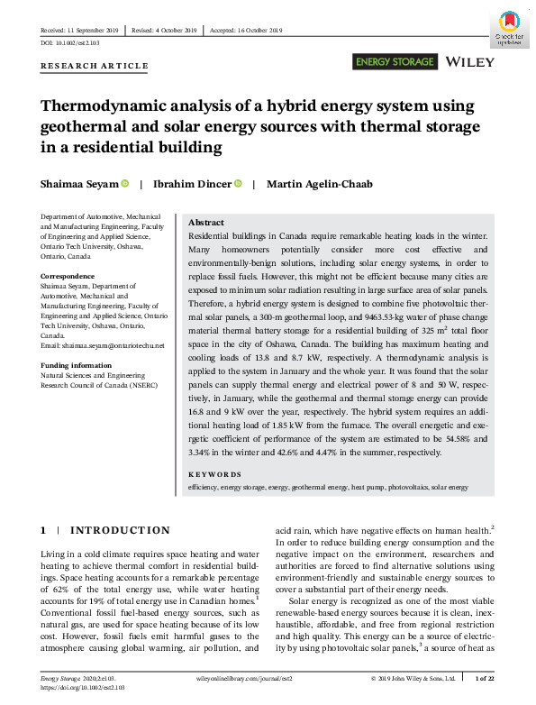 (PDF) Thermodynamic Analysis of a Hybrid Energy System Using Geothermal ...