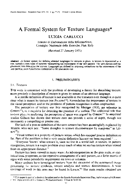 (PDF) A formal system for texture languages
