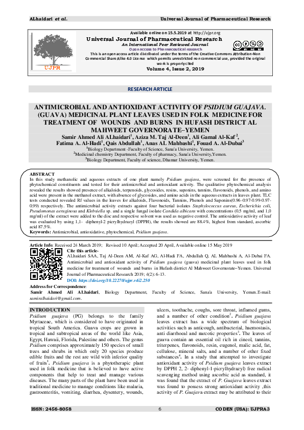 (PDF) Antimicrobial and Antioxidant Activity of Psidium Guajava. (Guava ...