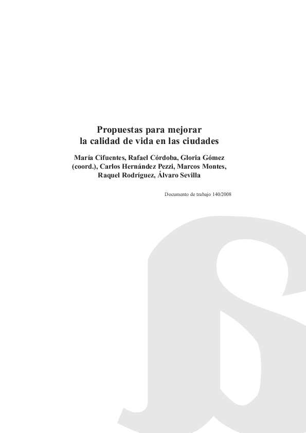 (PDF) Propuestas para mejorar la calidad de vida en las ciudades