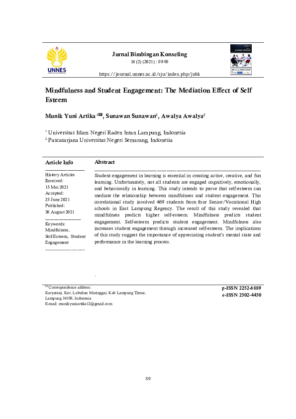 (PDF) Mindfulness and Student Engagement: The Mediation Effect of Self ...