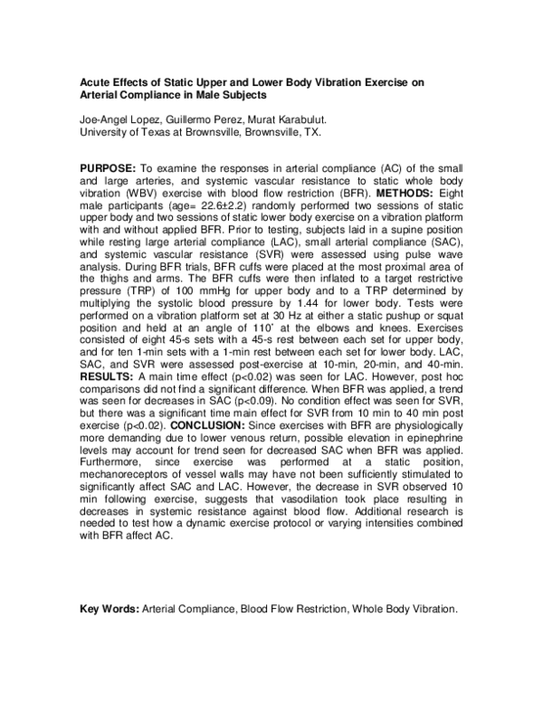 (PDF) Acute Effects of Static Upper and Lower Body Vibration Exercise ...