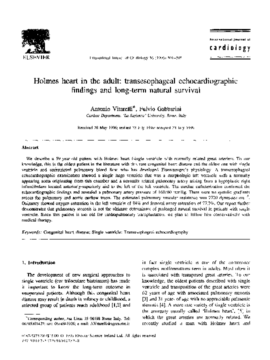(PDF) Holmes heart in the adult: transesophageal echocardiographic ...