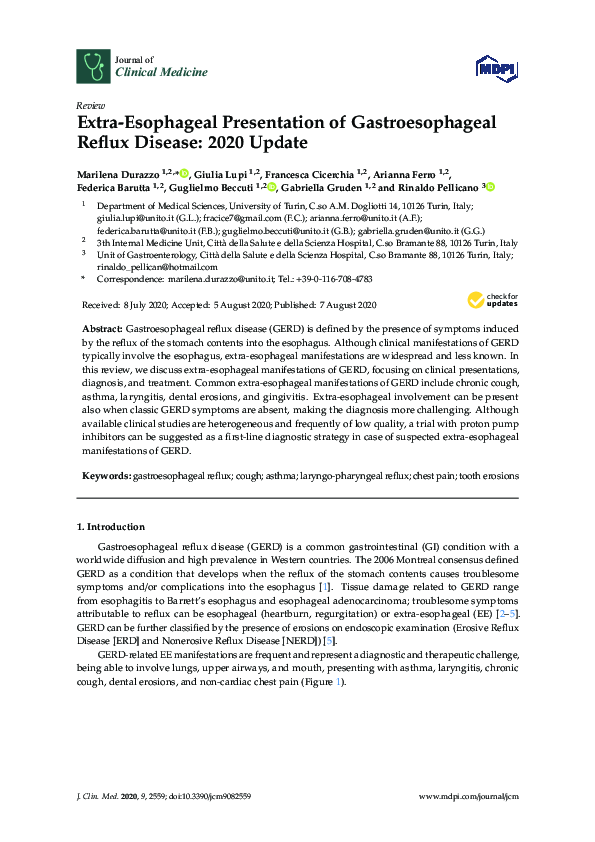 (PDF) Extra-Esophageal Presentation of Gastroesophageal Reflux Disease ...