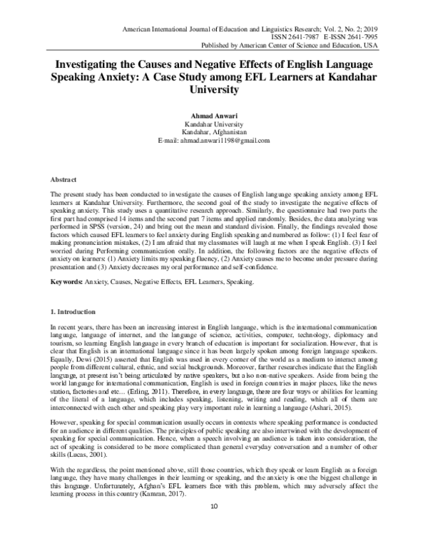 (PDF) Investigating the Causes and Negative Effects of English Language ...
