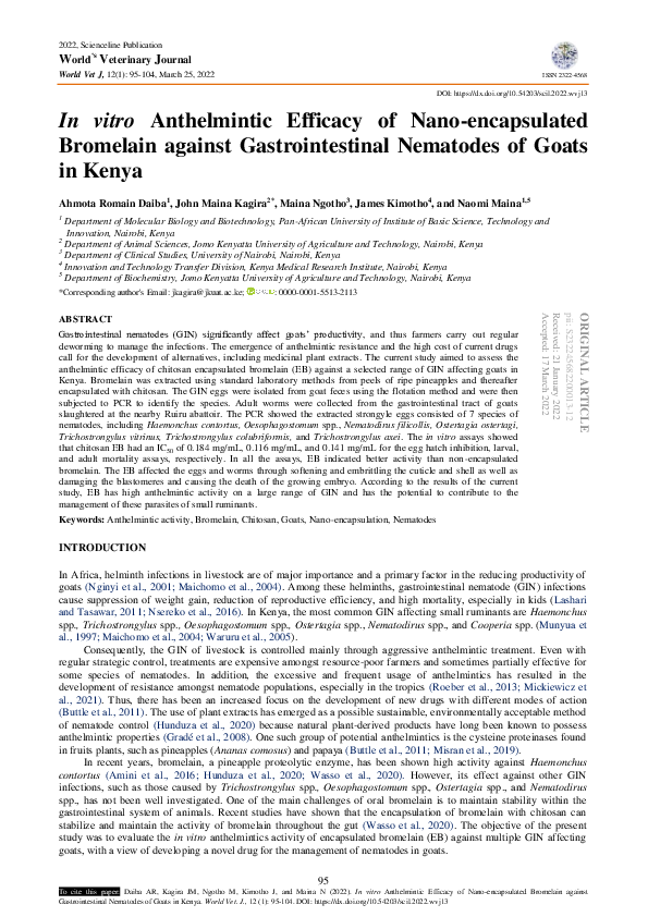 (PDF) In vitro Anthelmintic Efficacy of Nano-encapsulated Bromelain ...