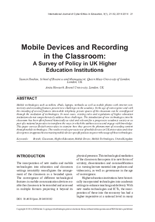 (PDF) Mobile Devices and Recording in the Classroom