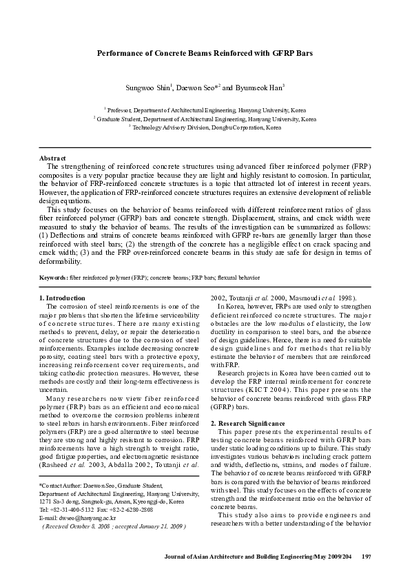 (PDF) Performance of Concrete Beams Reinforced with GFRP Bars