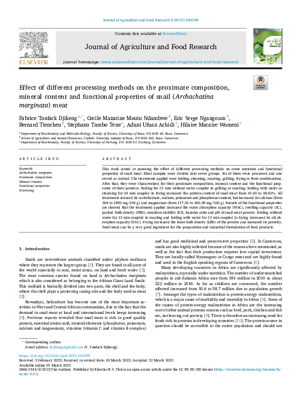 (PDF) Effect of different processing methods on the proximate ...