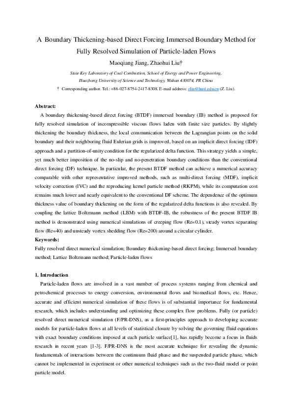 (PDF) A boundary thickening-based direct forcing immersed boundary ...