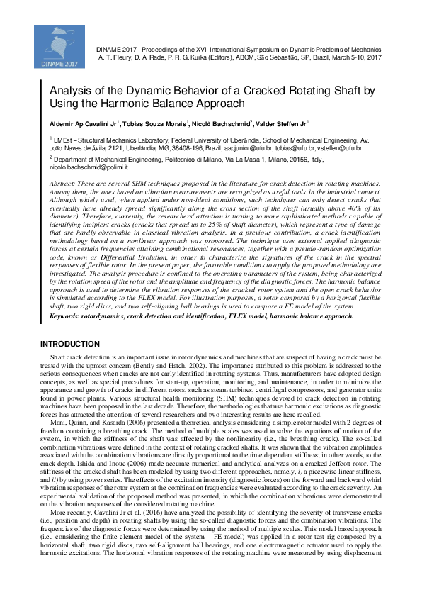(PDF) Analysis of the Dynamic Behavior of a Cracked Rotating Shaft by ...