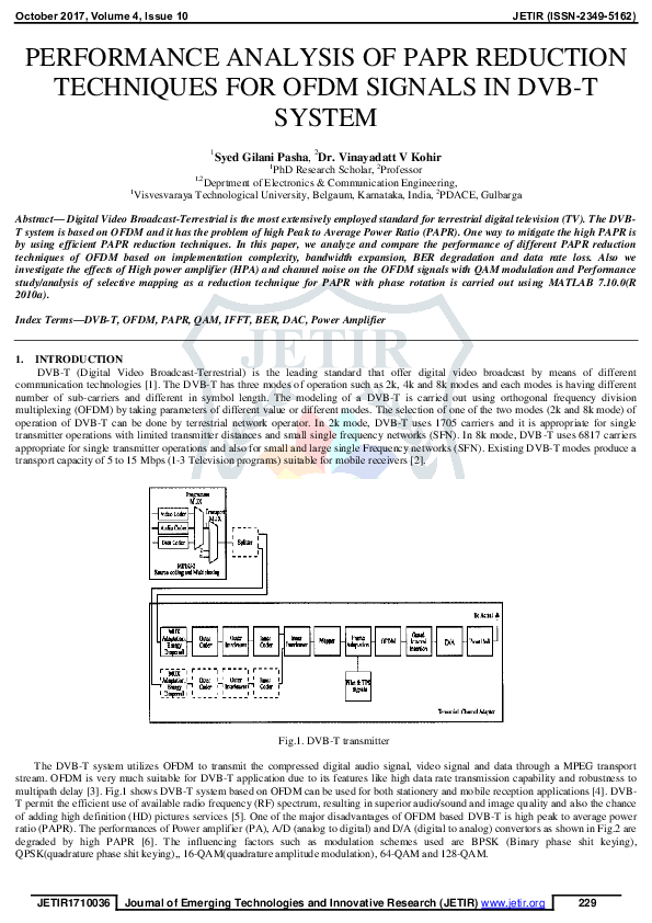 (PDF) Performance Analysis of PAPR Reduction Techniques for OFDM ...