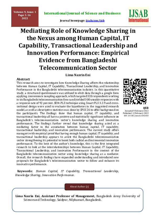 (PDF) Mediating Role of Knowledge Sharing in the Nexus among Human ...