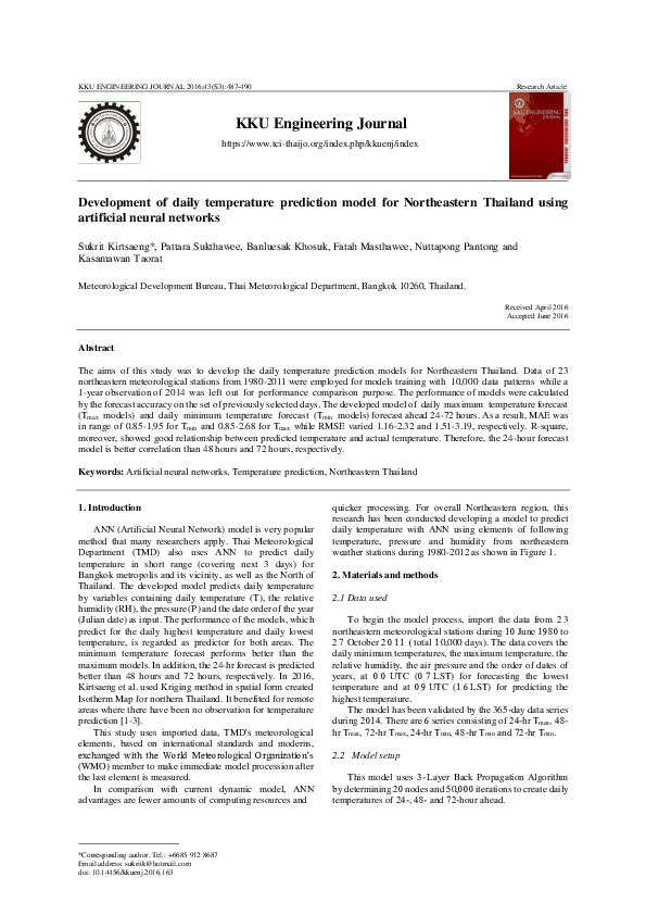 (PDF) Development of daily temperature prediction model for ...