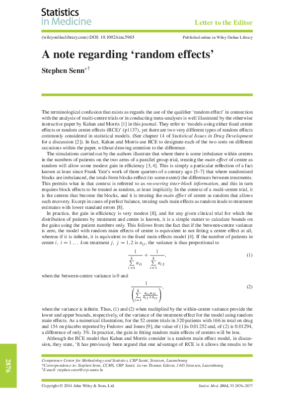 (PDF) A note regarding ‘random effects’