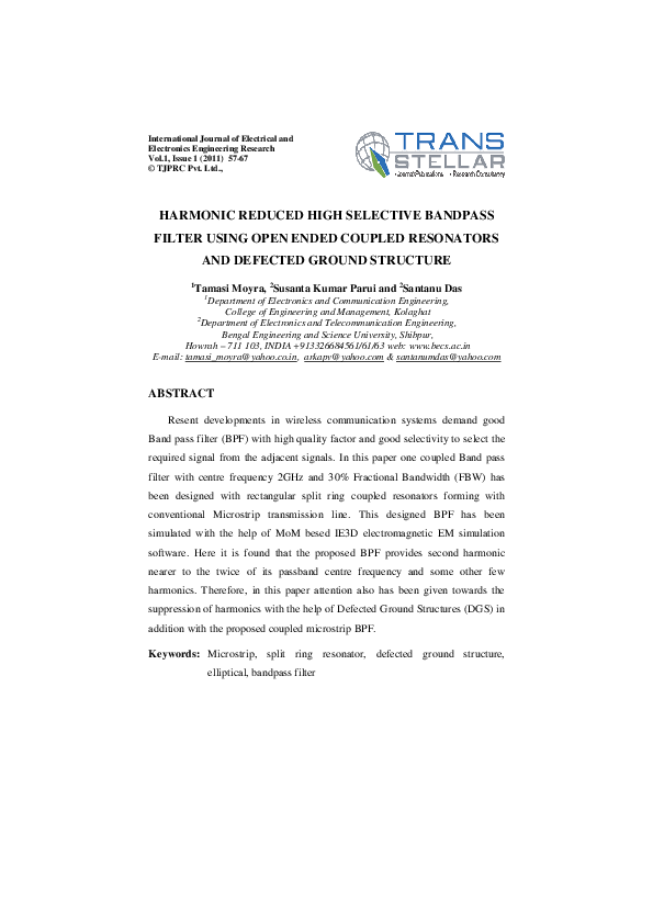 (PDF) Harmonic Reduced High Selective Bandpass Filter Using Open Ended ...