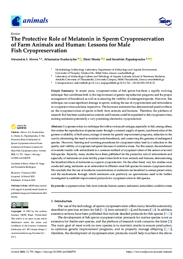 (PDF) The Protective Role of Melatonin in Sperm Cryopreservation of ...