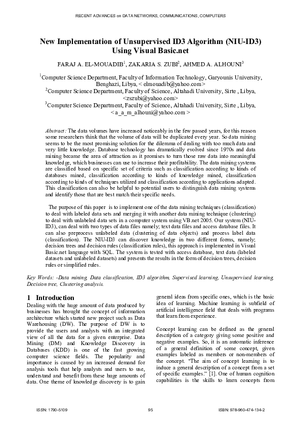 (PDF) New Implementation of Unsupervised ID3 Algorithm (NIU-ID3) Using ...