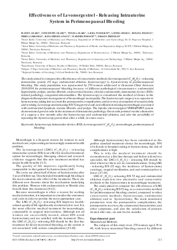 (PDF) Effectiveness of Levonorgestrel - Releasing Intrauterine System ...