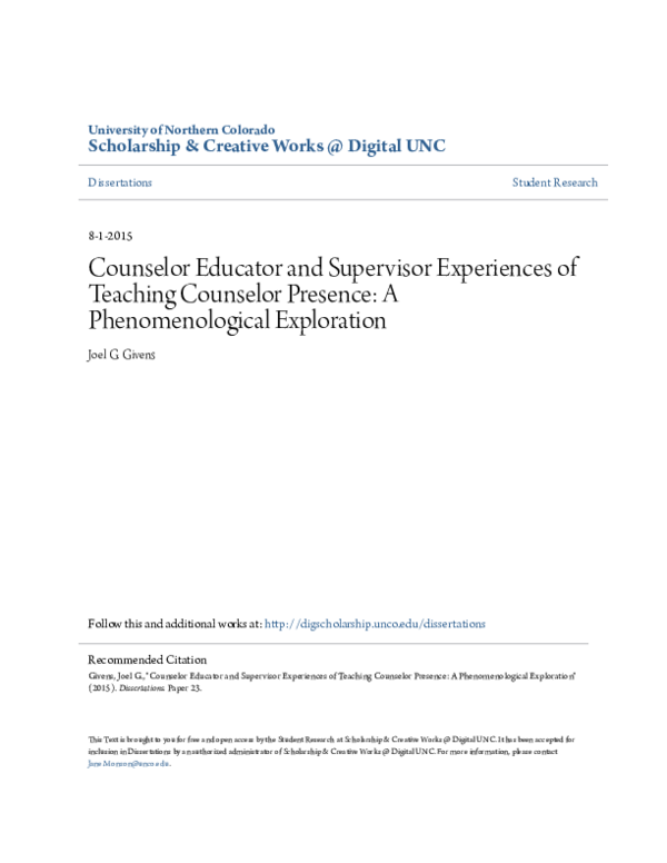 (PDF) Counselor Educator and Supervisor Experiences of Teaching ...