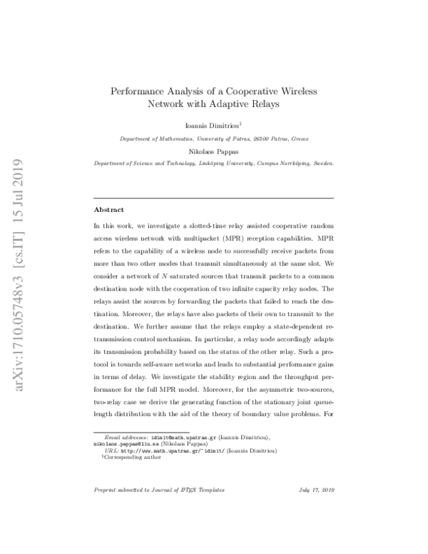 (PDF) Performance Analysis of a Cooperative Wireless Network with ...