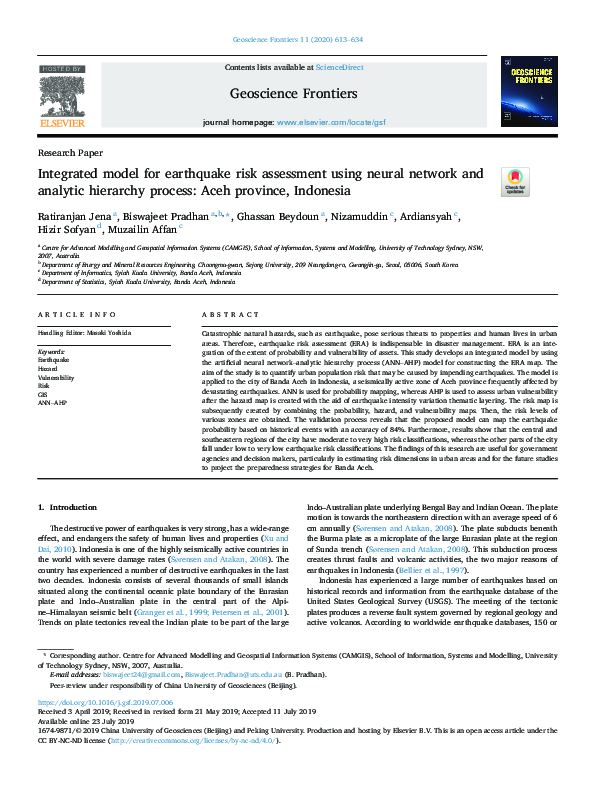 (PDF) Integrated model for earthquake risk assessment using neural ...