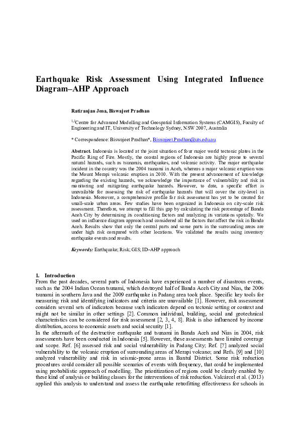 (PDF) Earthquake Risk Assessment Using Integrated Influence Diagram–AHP ...