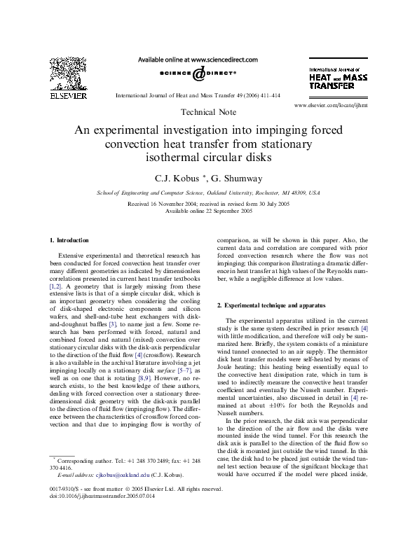 (PDF) An experimental investigation into impinging forced convection ...