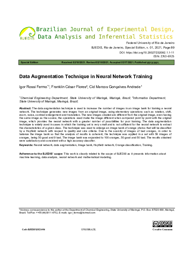 (PDF) Data Augmentation Technique in Neural Network Training