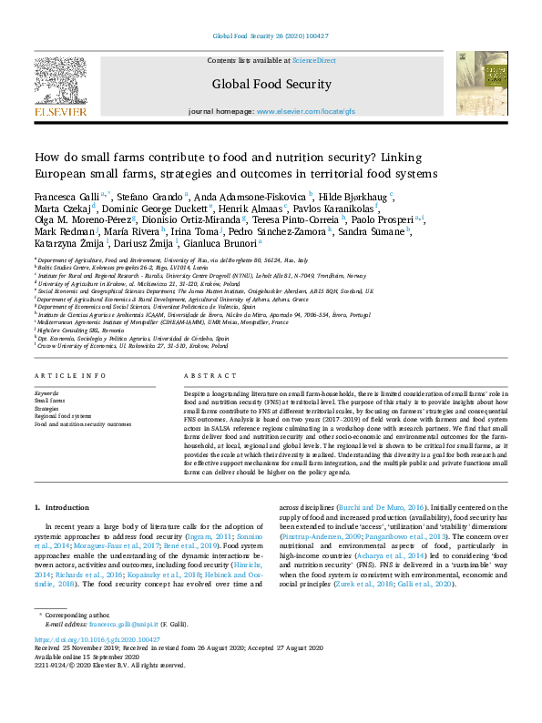 (PDF) How do small farms contribute to food and nutrition security ...