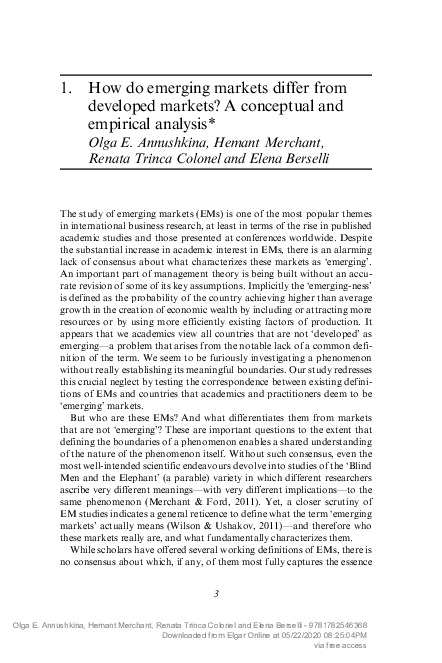 (PDF) How do emerging markets differ from developed markets? A ...