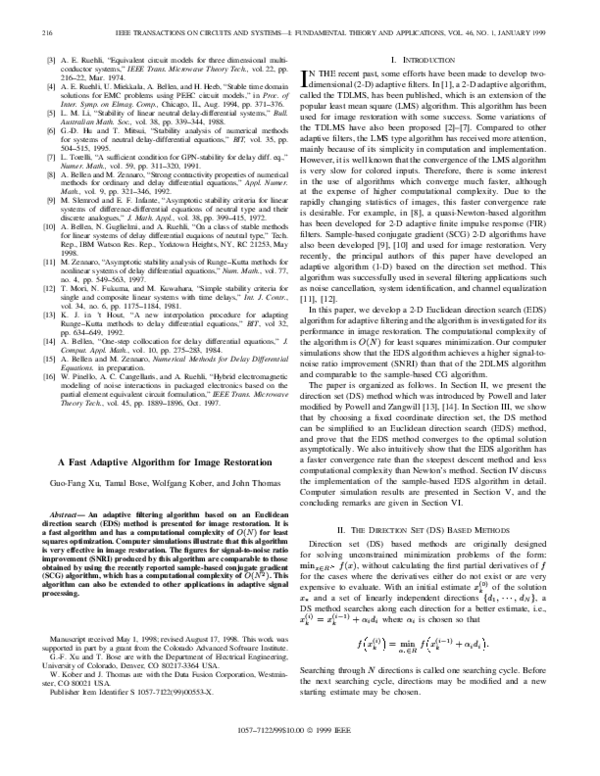 (PDF) A fast adaptive algorithm for image restoration | Wolfgang Kober ...