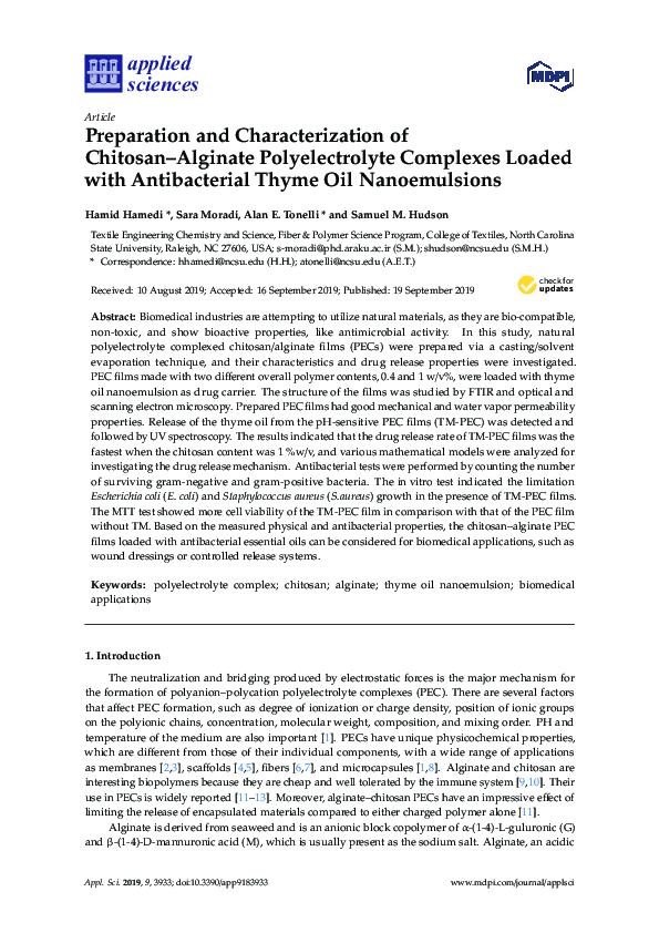 (PDF) Preparation and Characterization of Chitosan–Alginate ...