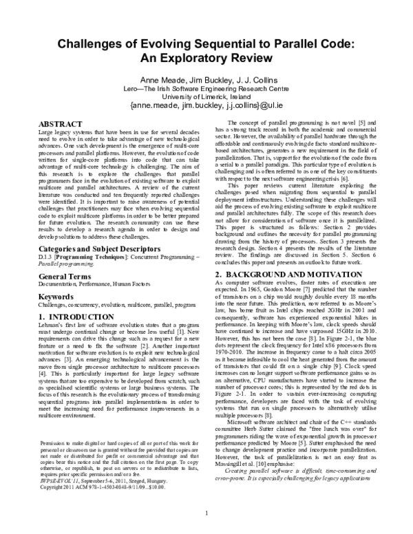 (PDF) Challenges of evolving sequential to parallel code