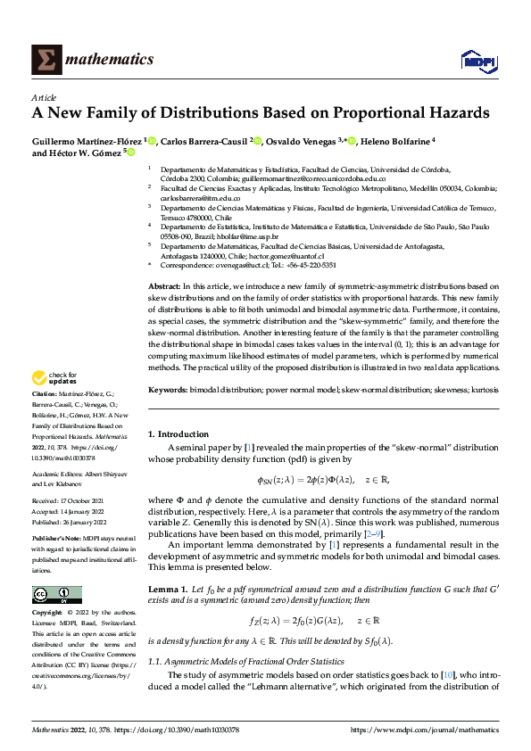 (PDF) A New Family of Distributions Based on Proportional Hazards